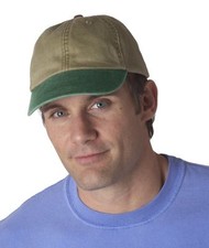 2 - Adams 2-Tone Khaki Forest Green Optimum 6 Panel Cotton Low Profile Caps Hats