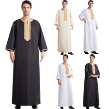 Muslim Men Abaya Long Robe Kaftan Jubba Thoub Thobe Dishdasha Dubai Saudi Islam