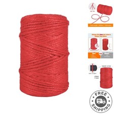 328 Feet 3mm Thick Natural Jute Twine, 3Ply Red Twine Roll Heavy Duty Packing...