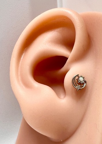 Pendiente barra hélice cartílago tragus 1,2 mm x 6 mm u 8 mm barra ópalo galaxia - Imagen 3 de 5