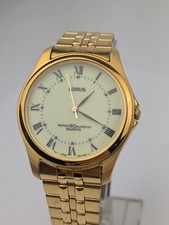 Vtg NEW OLD STOCK Lorus Gold Tone Quartz Analog Watch 35mm Men's V501-0020
