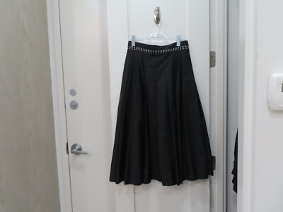 Moncler Genius Womens Black Pleated Nylon Midi Skirt 6 Noir Kei Size 42 (Small)