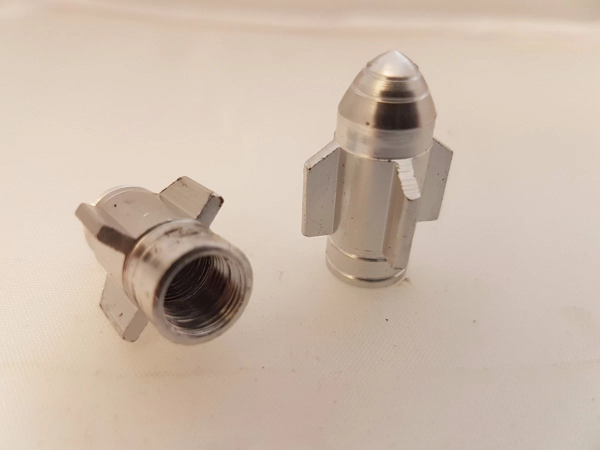 POSH Bicycle Motorbike Car Tyre valve caps Sliver Rocket 2pkt