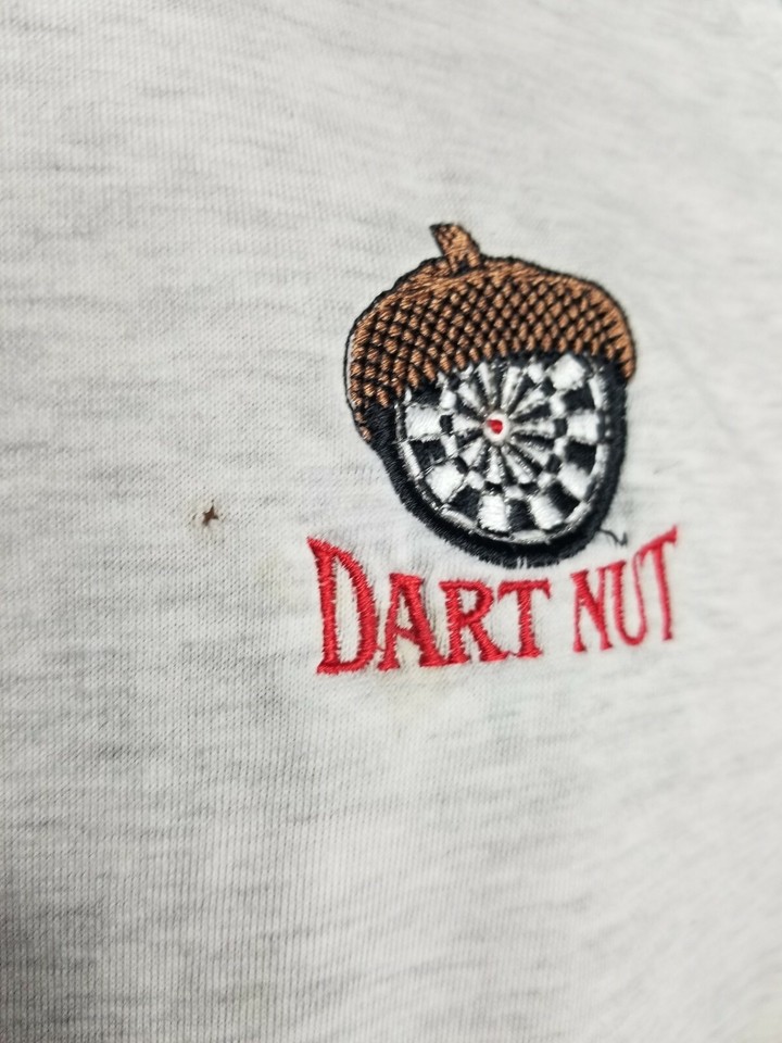 Vintage Mens Polo Shirt 50/50 Made In USA Dart Nut Darts Single Stitch