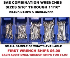 Various Makes Combination Wrenches 5/16"-11/16" SAE Wrench Size