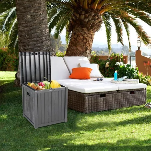 51gal 195L Outdoor Garden Plastic Storage Deck Box Chest Tools Cushions Toys - Picture 8 of 8