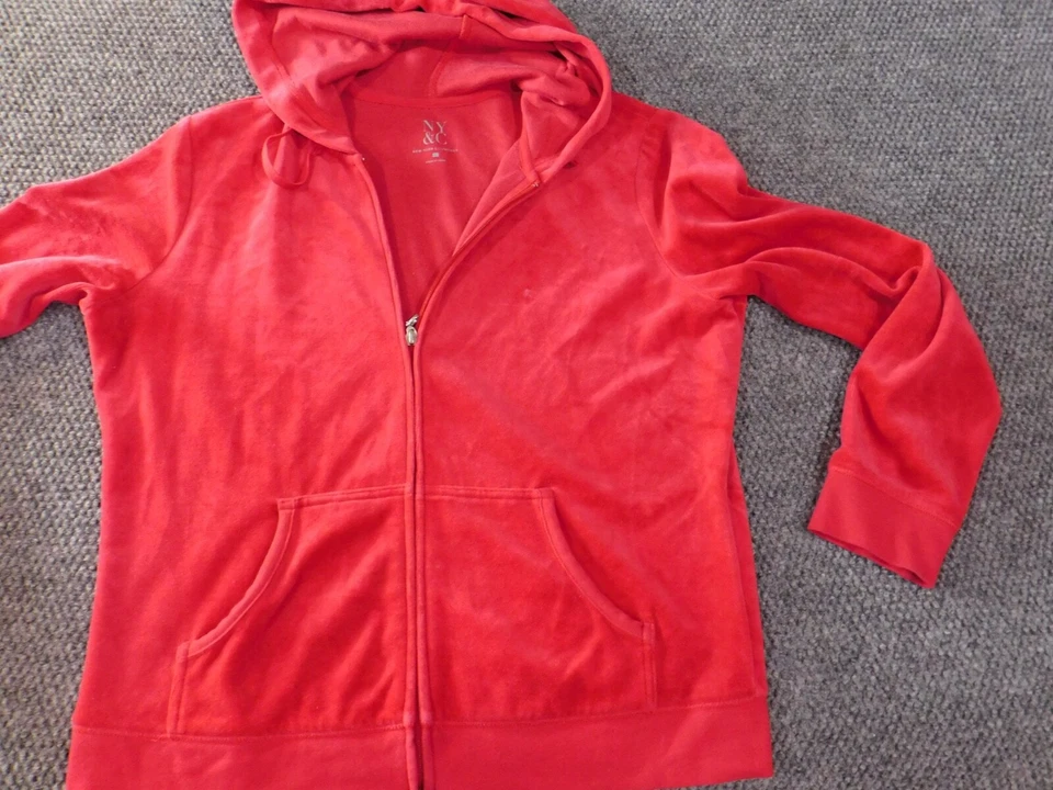 Suéter para mujer New York and Company grande rojo elástico cremallera completa sudadera con capucha Foto 2 de 4
