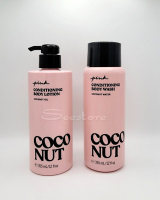 Victoria's Secret Pink Coconut Conditioning Body Wash & Body Lotion Set of 2