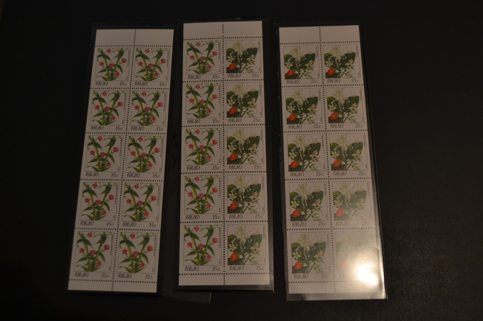 PALAU SCOTT #131A #133A #133B FLOWERS MNH COMPLETE BOOKLETS OF 10 SET OF 3