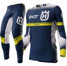 Completo Pantalone E Maglia Husqvarna  Enduro Motocross Blu Shot Ultralight 