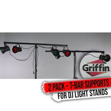 DJ Light Cross Bar Mount for Lighting Stands - 2 Pack T-bar Holder Stage PA Gear