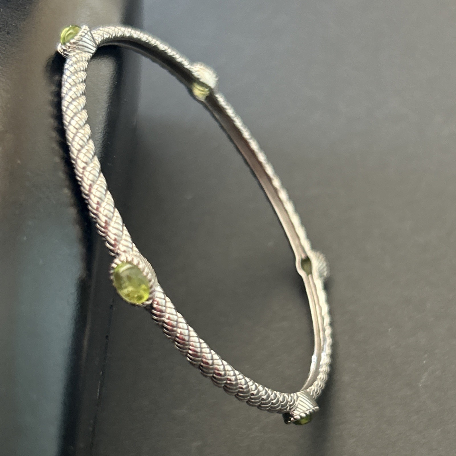 Judit Ripka Peridot And Sterling Rope Bangle
