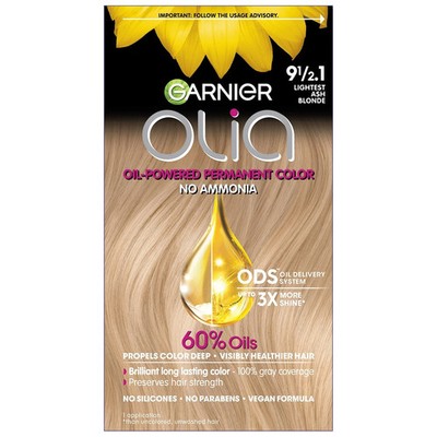 Garnier Olia Ammonia Free Permanent Hair Color 9 1/2.1  Lightest Ash Blonde