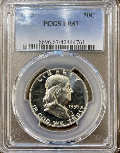 1955 PCGS PR67 Silver Ben Franklin Half Dollar - 50c Free Shipping