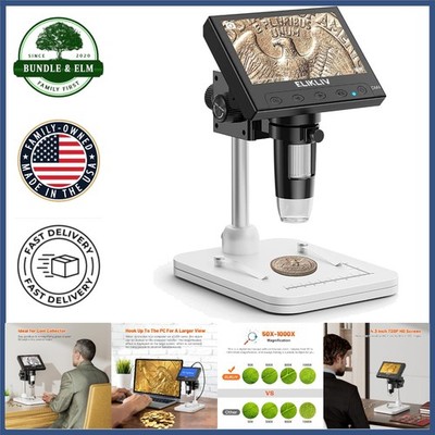 Digital Coin Microscope with 1000x Magnification and 8 Adjustable LED Lights