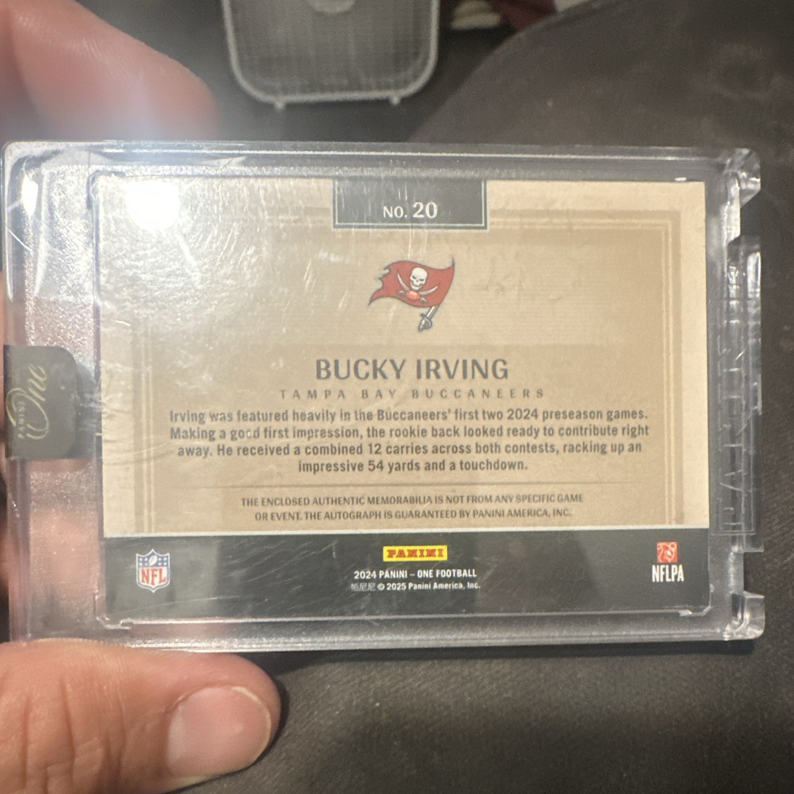 Panini 2024 One Football Bucky Irving Buccaneers RPA Auto Patch /49 #20 view 5