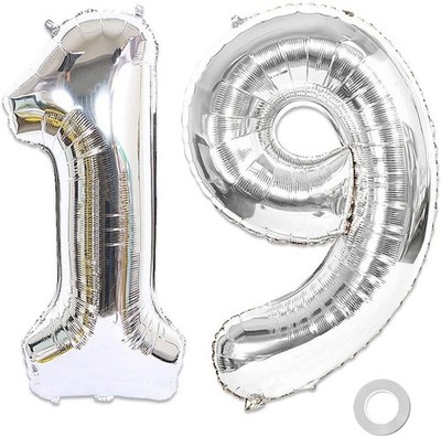 Ceqiny 40 Zoll 19. Zahlenballon Mylar Ballon Riesenballon Alphabet Folie