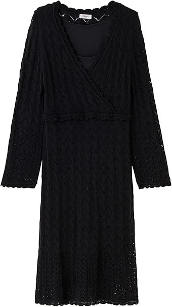Damen Große Größen Kleid Strickkleid Sheego schwarz V-Ausschnitt Gr. 50 (0 686) - Bild 2 von 4