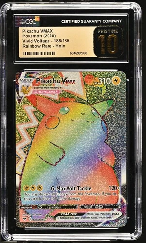 Pikachu Vmax 188/185 Rainbow Rare Holo Pokemon CGC 10 Pristine *008