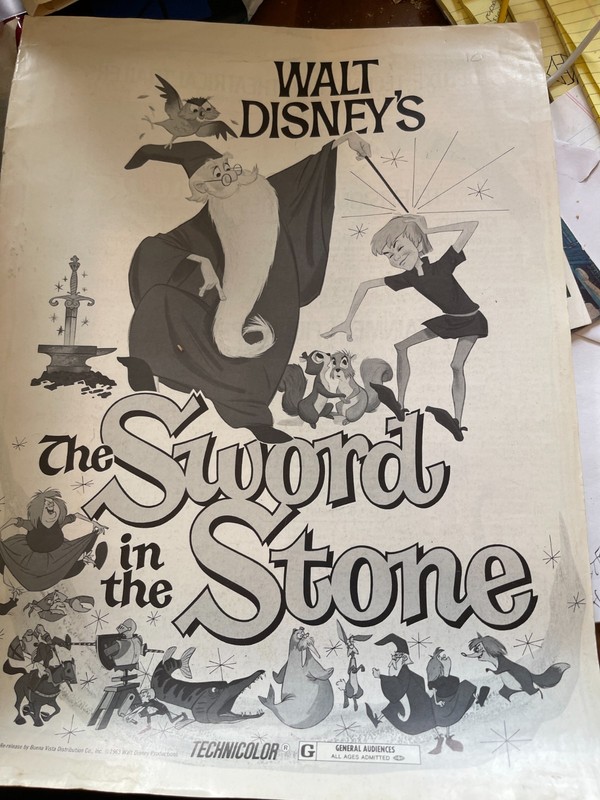 Walt Disney's The Sword In The Stone Ad Pad 1965