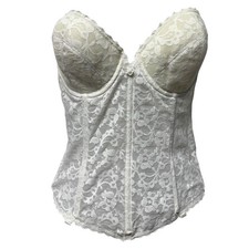 Vintage 90s Frederick  s of Hollywood Size 38C White Lace Bustier Corset Lingerie
