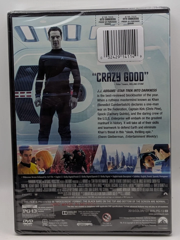 Star Trek Into Darkness DVD 2013 NEW SEALED - Image 2 of 2