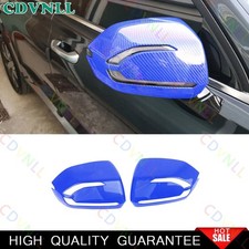 For Hyundai Palisade 2020-2024 Blue Carbon Fiber Side Rearview Mirror Cover Trim
