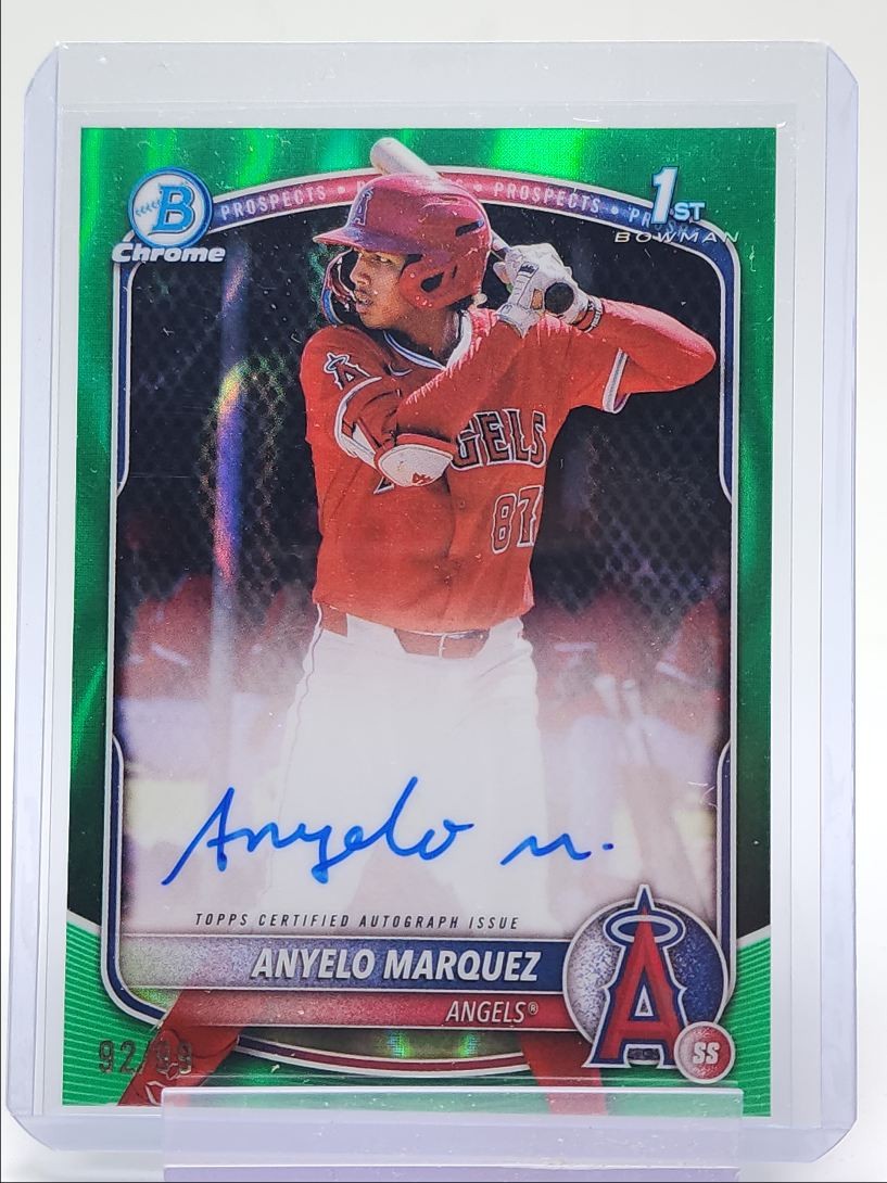 ANYELO MARQUEZ 2025 BOWMAN CHROME 1ST AUTOGRAPH GREEN LAVA A AUTO /99 Q4450