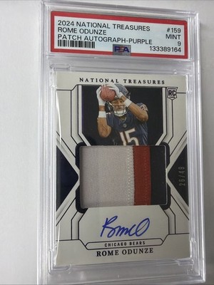 2024 NATIONAL TREASURES PATCH AUTO PURPLE #216 ROME ODUNZE RC /49 PSA 9 Mint