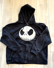 Vintage Y2K Nightmare Before Christmas Jack Skellington Skull Zip Hoodie - READ