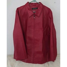Dialogue Red Leather Coat Jacket Size 1X-2X W...
