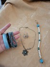 Boho Blue Turquoise Jewelry Lot Bracelet Necklace Earrings Beach Cottagecore — photo 1