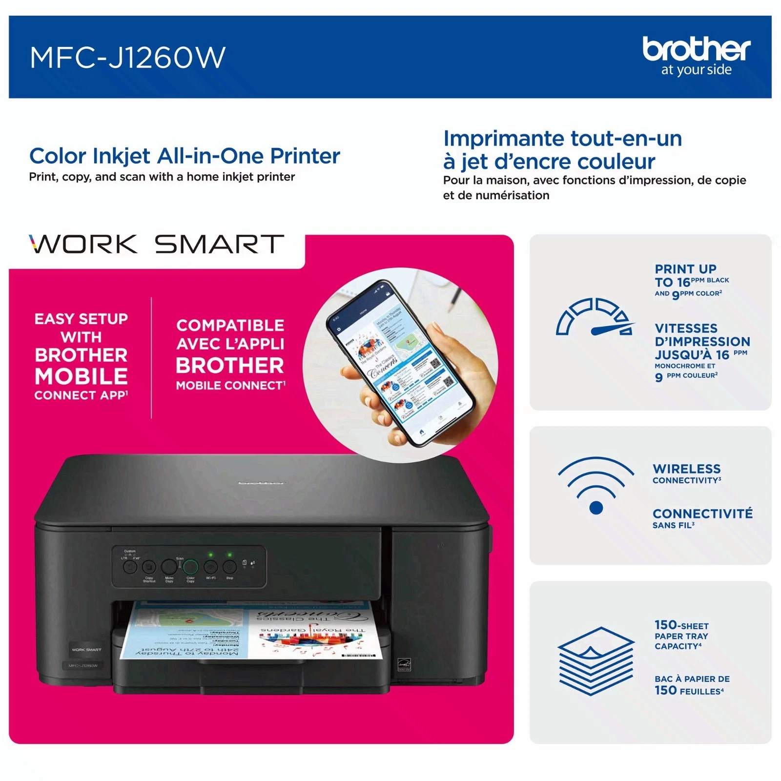 Brother Work Smart MFC-J1260W Wireless Color Inkjet All-in-One Printer - product detail image 11