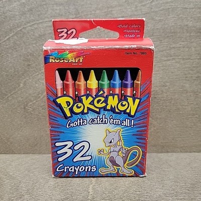 Vintage Pokemon Crayons Mewtwo Box RoseArt 2000 - Missing One Crayon