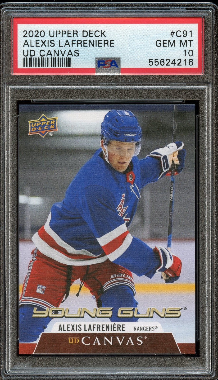 2020 Upper Deck Canvas Alexis Lafreniere Young Guns #C91 PSA 10