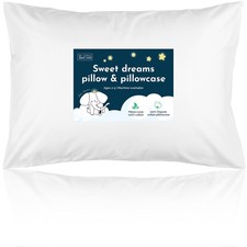 Toddler Pillow w/Pillowcase - 13x18 Soft Organic Cotton for Sleep