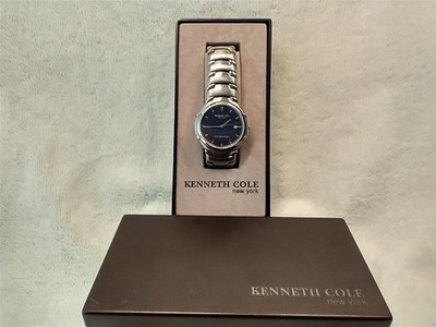 KENNETH COLE of NEW YORK ITB MEN'S BLUE FACE DATE ALL S/S 100m  BRACELET WATCH