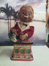 Vintage Bartender Toy 1960  s Battery Tin Toy Does Not Works-made In Japan