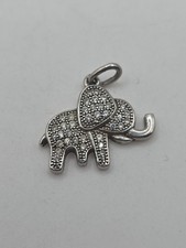 Sterling Silver 925 CZ Elephant Pendant Charm