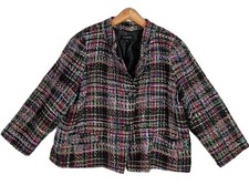 Womens Talbots Tweed Wool Blend Blazer Boxy Style Multicolor Plus Size 16