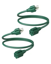 DEWENWILS 2-Pack 3ft Ext Cord Indoor/Outdoor 16/3 AWG SJTW Waterproof Durable