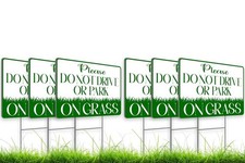 8x12 inch 6X Please Do Not Drive or Park on Grass Yard Plastic Sign - No Park...