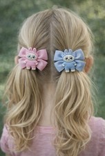 Monster Fashion Colorful Pink Blue Hair Bow Cute Pink Hair Clip for Girls 4 PC