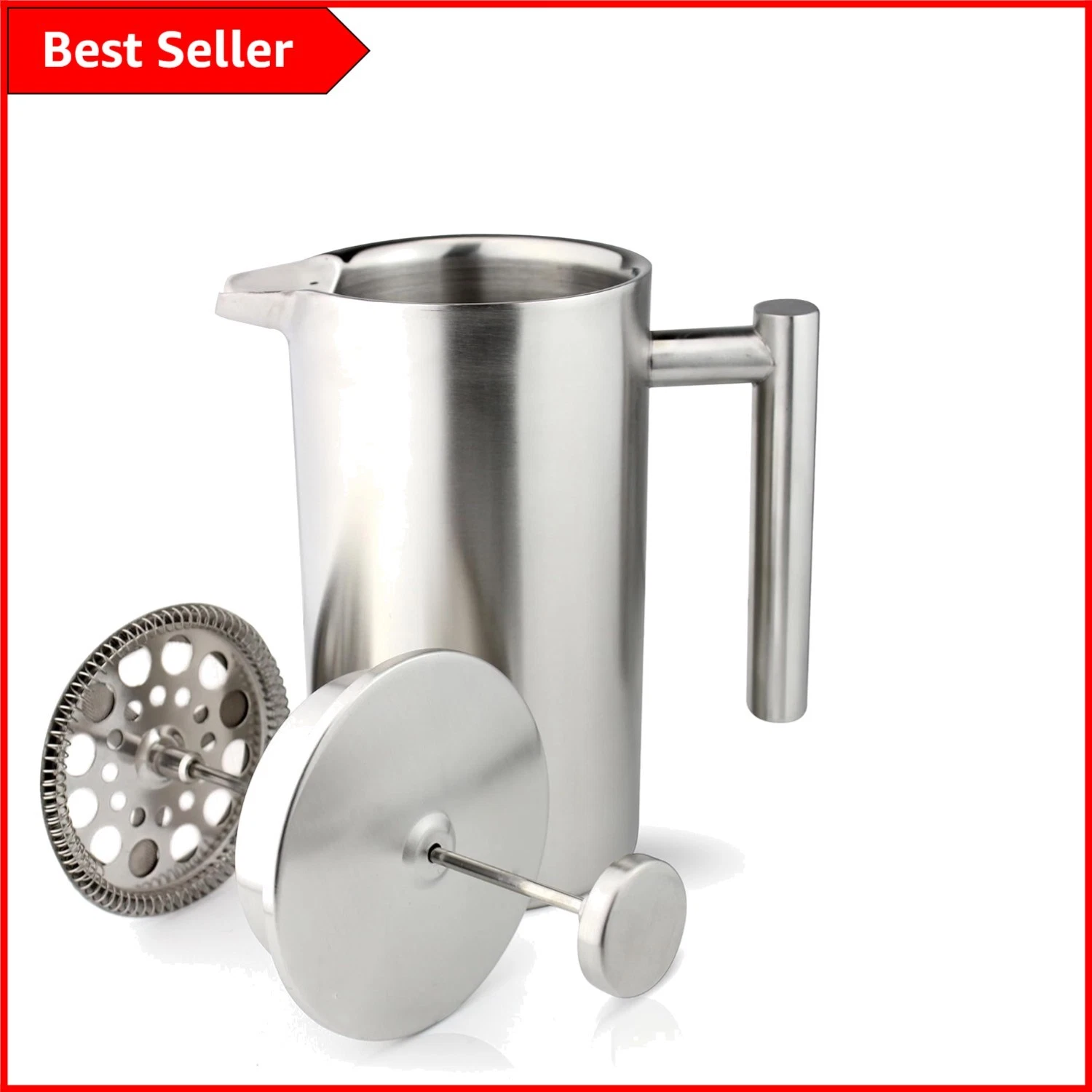 Satin Finish 800ml Cafetière with Double Wall for Ultimate Heat Retention