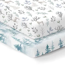 100 Organic Cotton Fitted Mattress Sheets for Graco Pack n Play, Babyletto,