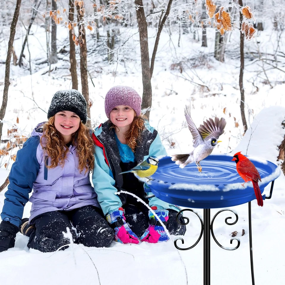 Птичья ванна с подогревом для зимы, модернизированная 100 Вт с 5-штырьковым металлическим основанием, (синяя) - Изображение 4 из 4