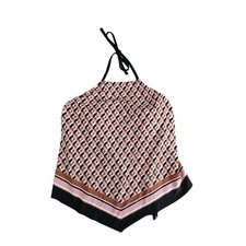 Kona Sol Tankini Swim Top Womens XL Pink Padded Tie Halter Bandana Geometric NWT