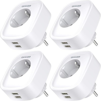 GHome Smart Steckdose 4er Set 16A, USB Anschluss, Strommessung, Alexa, Google Ho