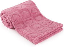 Plush Soft with Heart Checkered Baby Blanket,Fleece Infant Baby, Deep Pink