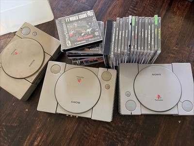 (3) Sony PlayStation 1 PS1 Consoles With 25 Games Untested As Is